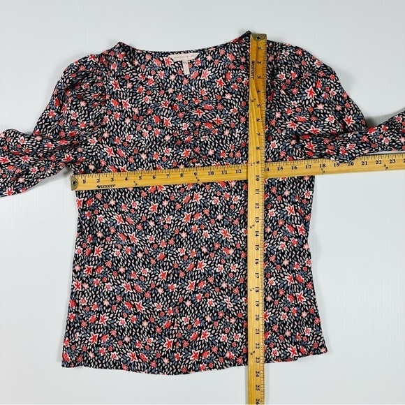 Rebecca Taylor Blouse Sz 6 Floral V Neck 3/4 Sleeves Silk Blend - Picture 7 of 11